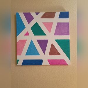 Geometric Abstract Art Original Acrylic Painting On Canvas Signed 12x12"